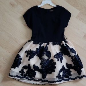 Girls Navy and ivory dress